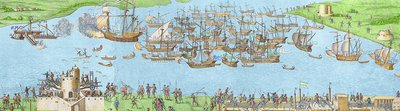 Het kampement van de Engelse troepen bij Portsmouth tijdens de Slag om de Solent door James Basire